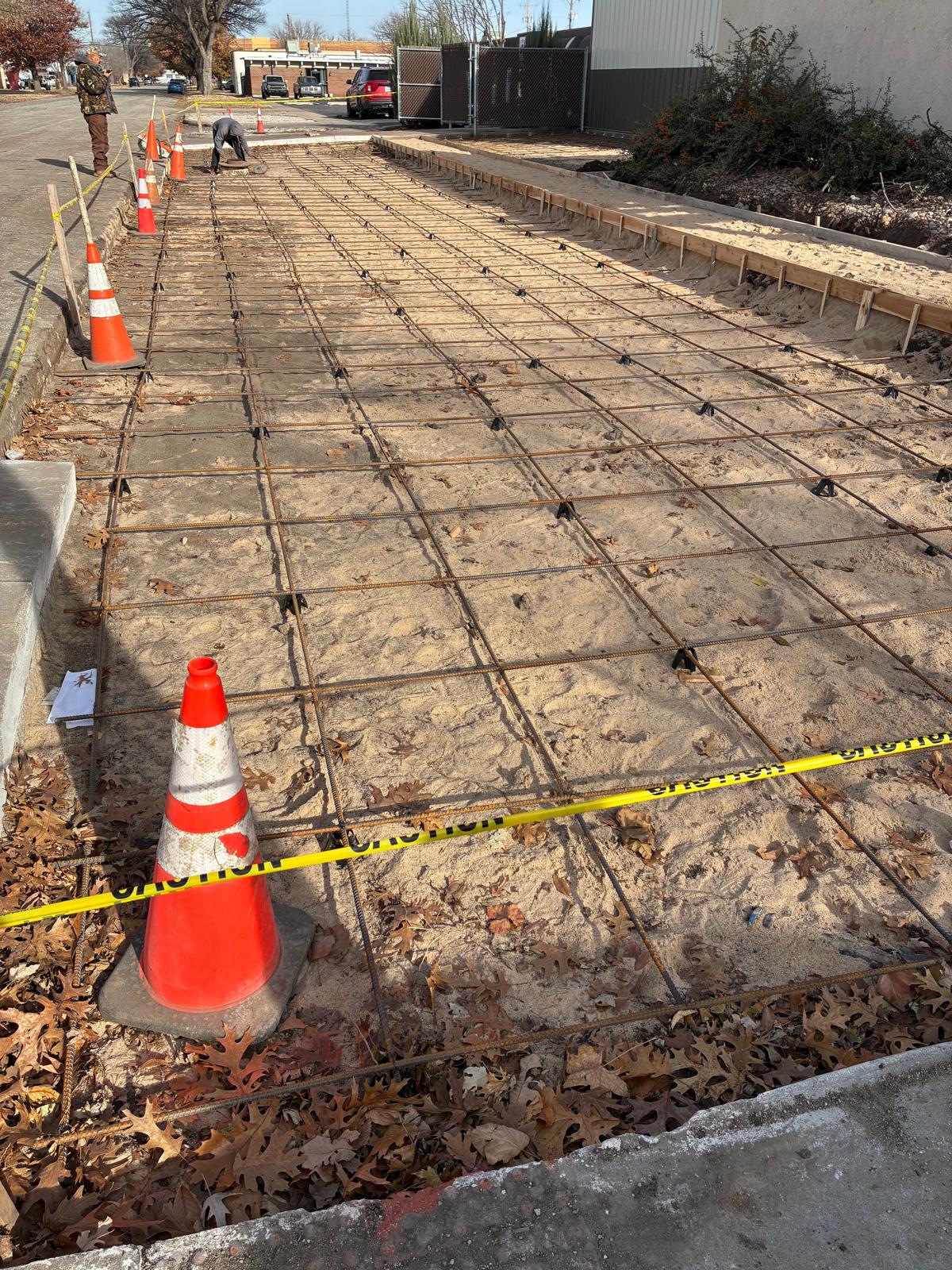 Rebar and cones on site