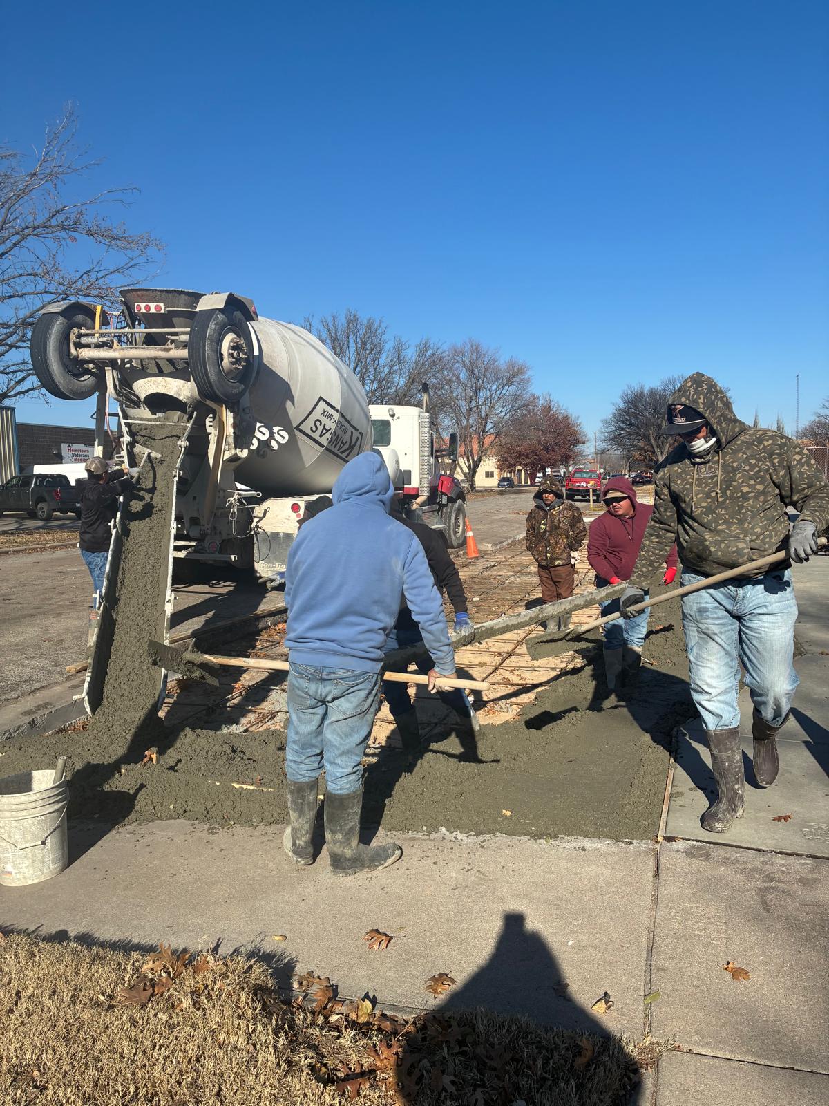 Concrete truck on site